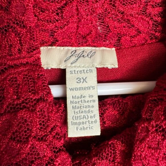 J Jill red lace long sleeve turtleneck stretchy top lined size 3X J19 - Picture 3 of 6